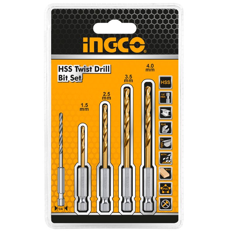 Σετ Τρυπάνια Μετάλλου HSS Με Υποδοχή 1/4" AKD1401 INGCO