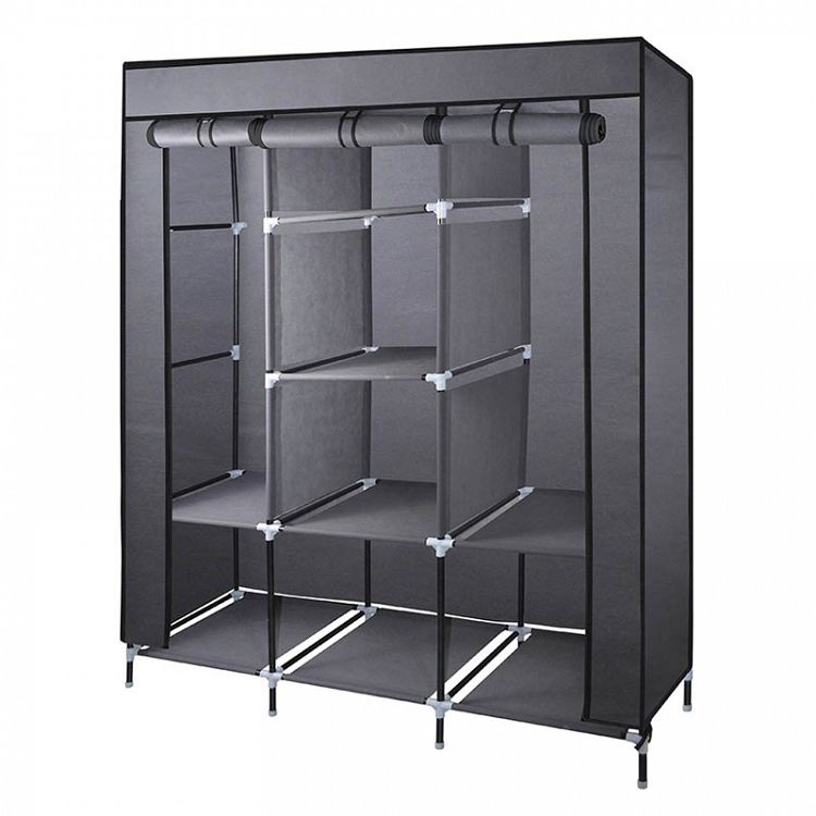 Bormann Lite BPC1500 Υφασμάτινη Ντουλάπα με Φερμουάρ και Ράφια σε Γκρι Χρώμα 130x45x175cm 025474