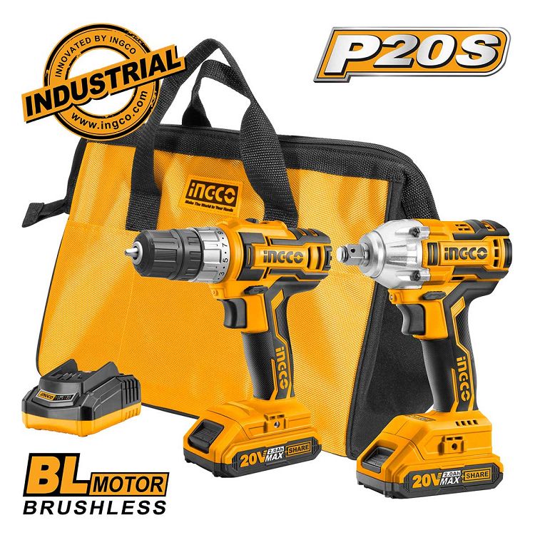 Επαγγελματικό Σετ 2 Τεμ Εργαλεία Μπαταρίας 20V Li-Ion CKLI2007 INGCO