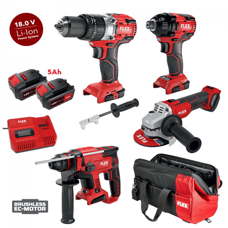 FLEX - Σετ Εργαλείων Μπαταρίας 18V (2x5.0Ah)