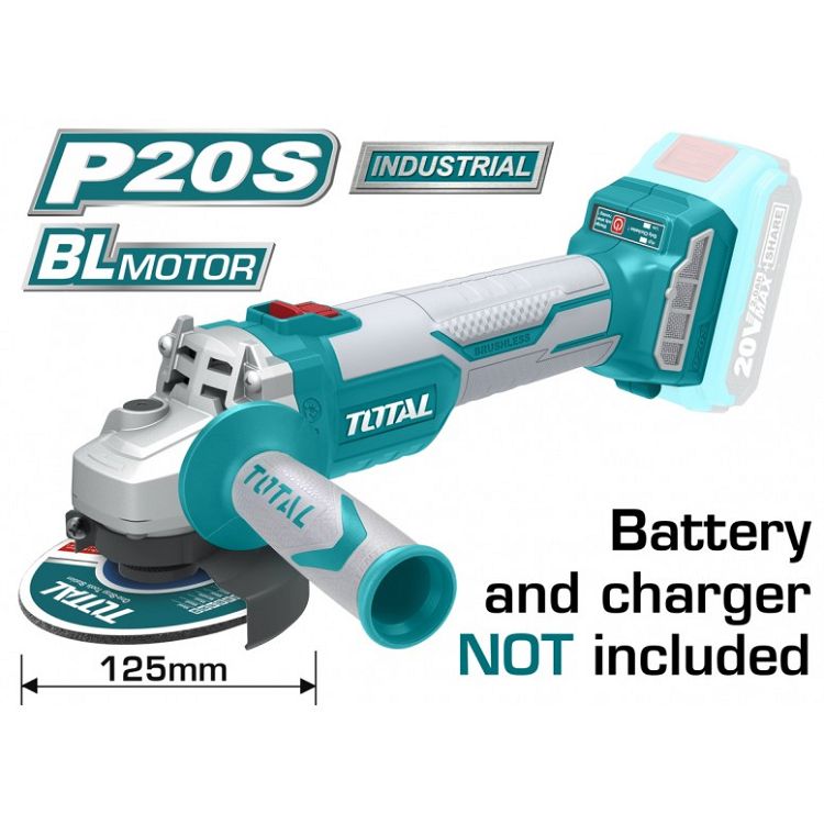 TOTAL ΓΩΝΙΑΚΟΣ ΤΡΟΧΟΣ ΜΠΑΤ.Li-ion 20V/125mm ΧΩΡΙΣ ΜΠΑΤΑΡΙΑ & ΦΟΡΤΙΣΤΗ (TAGLI1252)