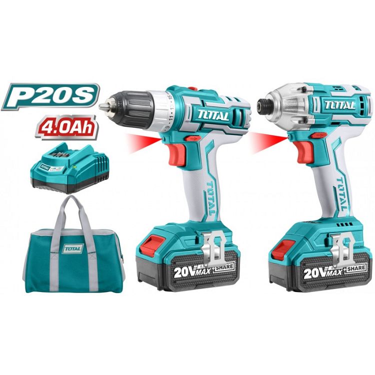 TOTAL TCKLI2004 ΣΕΤ ΔΡΑΠΑΝΟΚΑΤΣΑΒΙΔΟ+ΠΑΛΜΙΚΟ ΚΑΤΣΑΒΙΔΙ ΜΕ 2 ΜΠΑΤΑΡΙΕΣ ΛΙΘΙΟΥ 20V/4.0Ah