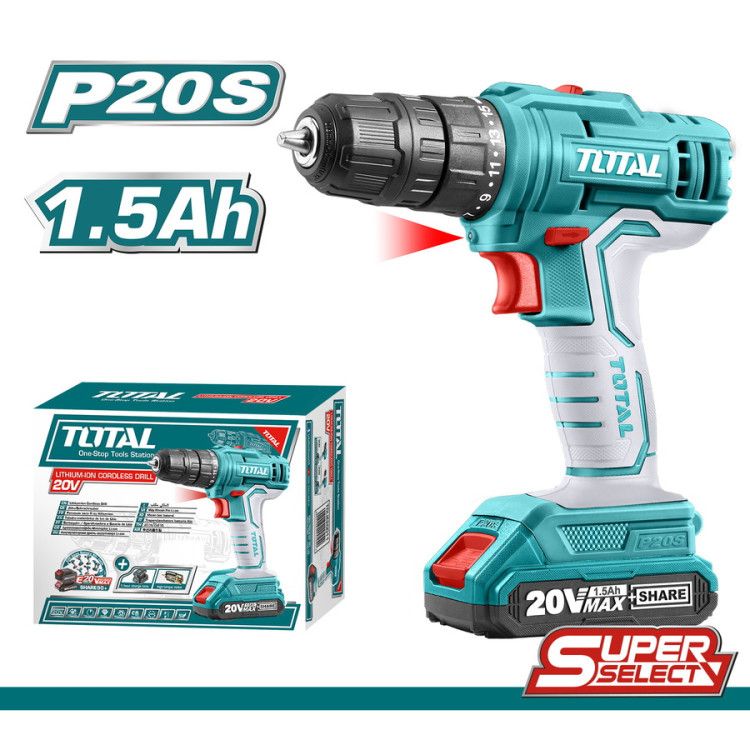 ΔΡΑΠΑΝΟΚΑΤΣΑΒΙΔΟ TOTAL ΜΠΑΤLi-ion 20V/1.5Ah/45Nm. /1 ΜΠΑΤ SUPER SELECT (TDLI20011)