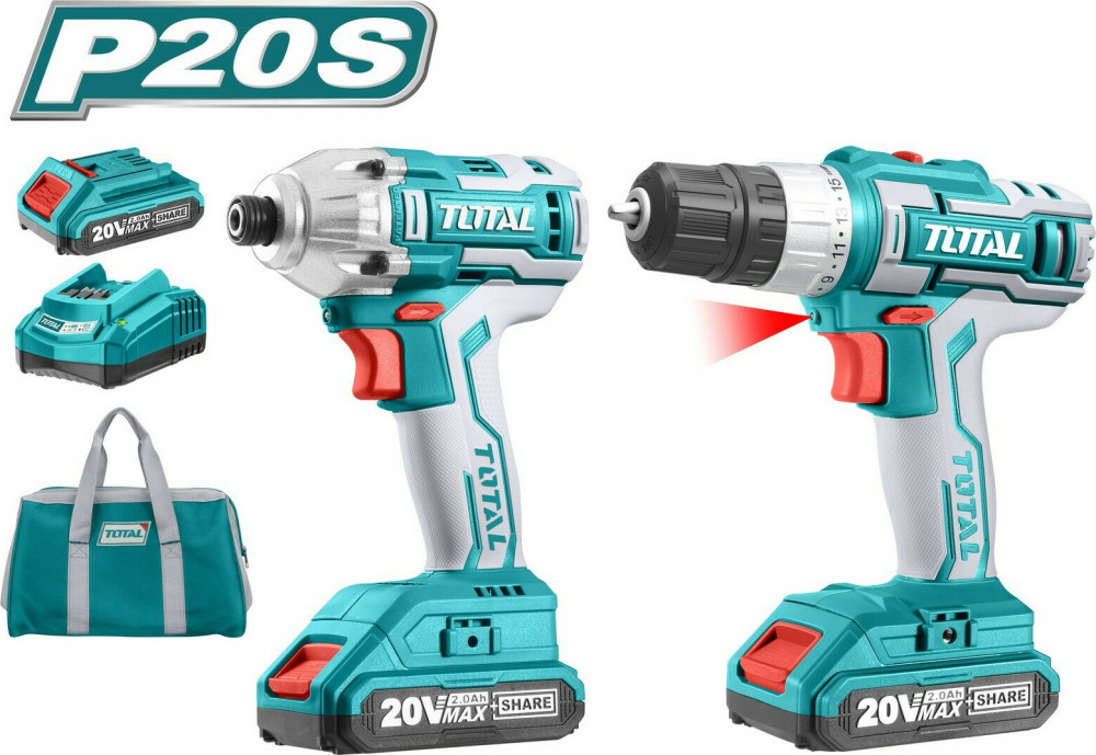 ΔΡΑΠΑΝΟΚΑΤΣΑΒΙΔΟ + ΚΑΤΣΑΒΙΔΙ ΠΑΛΜΙΚΟ ΜΠΑΤΑΡΙΑΣ Li-ion 20v 2AH (TCKLI2006) TOTAL