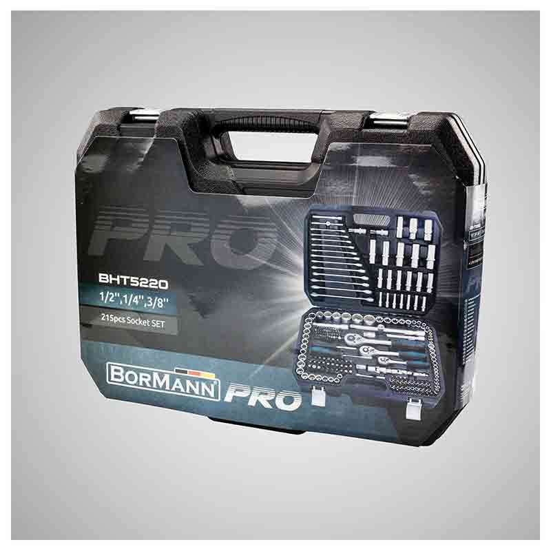 BORMANN Pro BHT5220 ΚΑΡΥΔΑΚΙΑ 1/2'', 1/4'' & 3/8'' ΜΕ ΚΑΣΤΑΝΙΑ ΚΑΙ ΠΡΟΕΚΤΑΣΗ 215ΤΕΜ (028246)