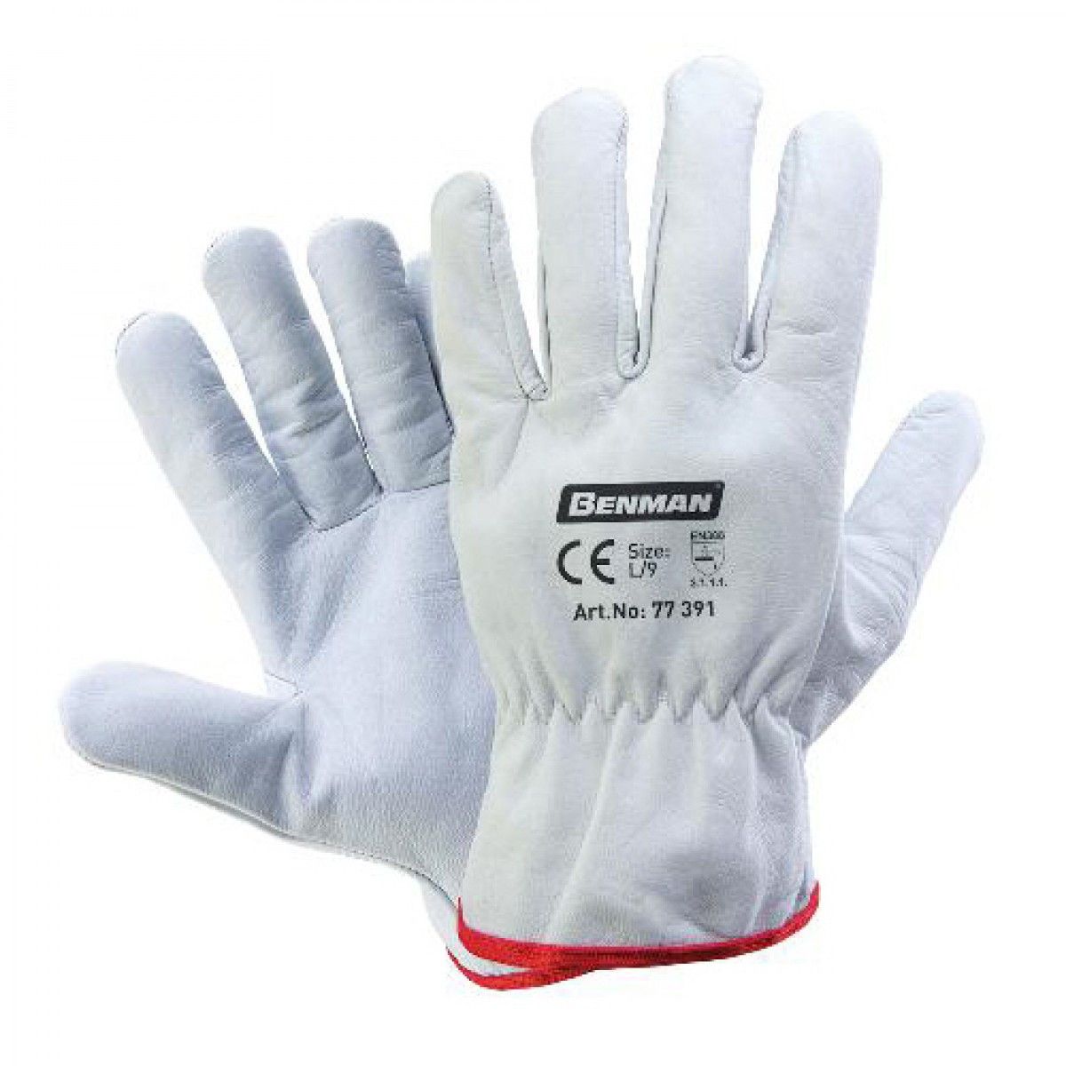 ΓΑΝΤΙΑ ΔΕΡΜΑΤΙΝΑ ΟΔΗΓΩΝ 10" ΛΕΥΚΟ BENMAN (XL)