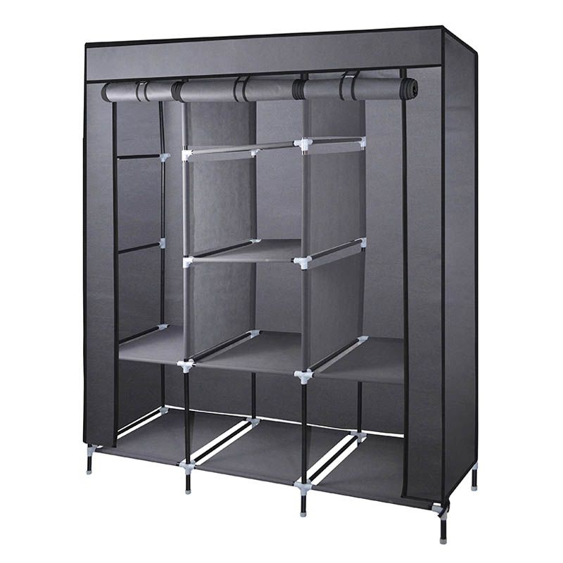 Bormann Lite BPC1500 Υφασμάτινη Ντουλάπα με Φερμουάρ και Ράφια σε Γκρι Χρώμα 130x45x175cm 025474