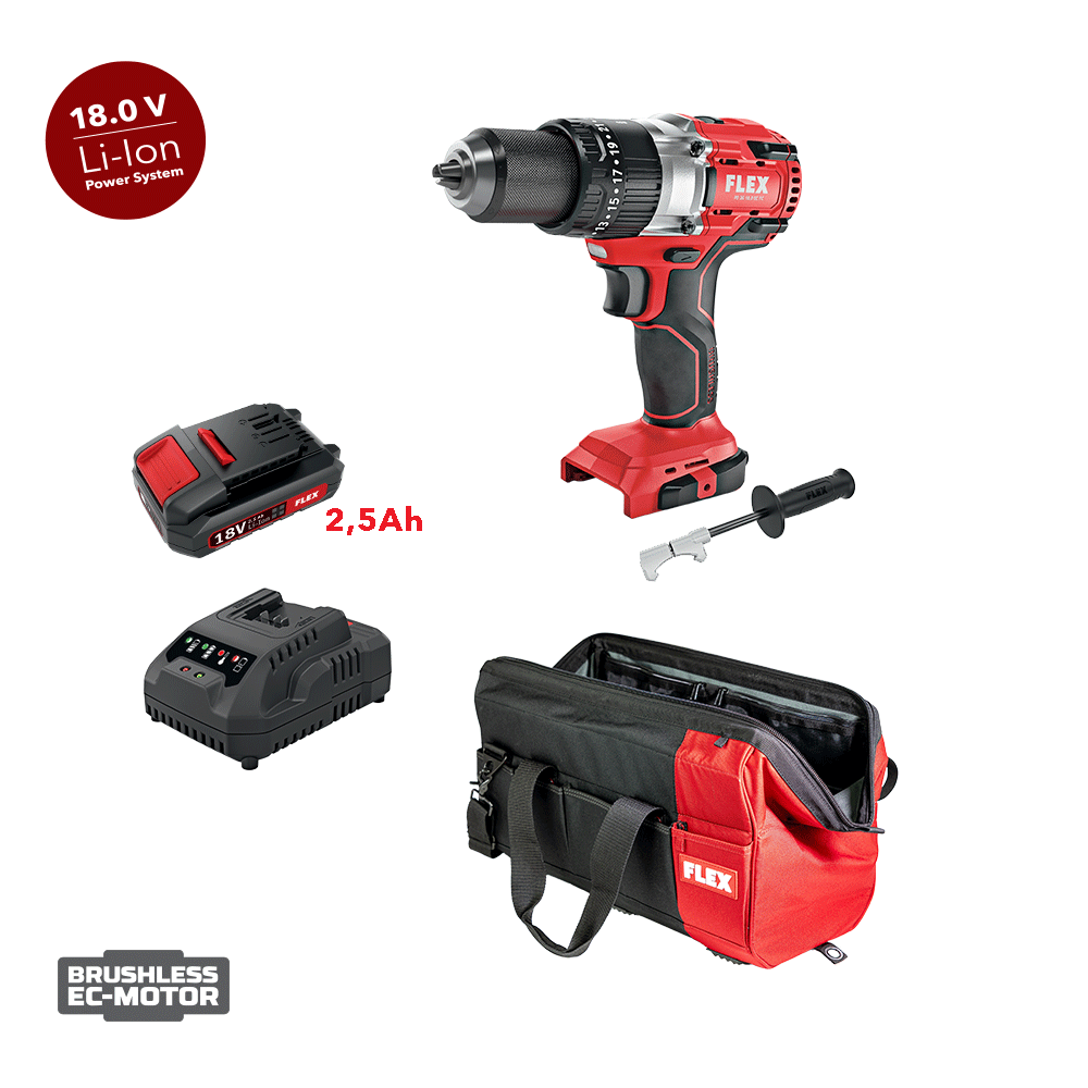 Flex PD 2G 18.0-EC FC C Κρουστικό Δραπανοκατσάβιδο Μπαταρίας 18V 1x2.5Ah