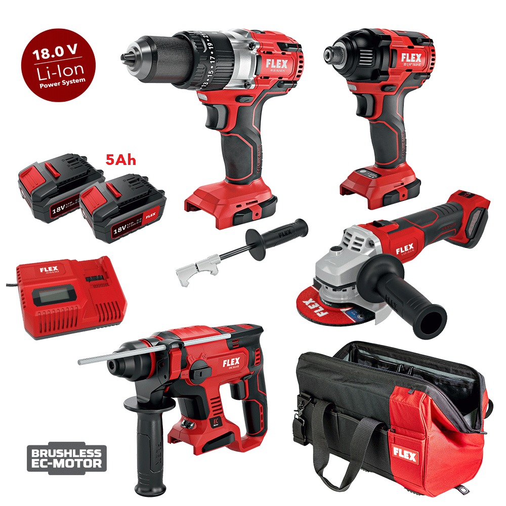 FLEX - Σετ Εργαλείων Μπαταρίας 18V (2x5.0Ah)