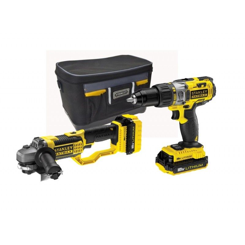 Stanley FMCK464D2 Σετ Γωνιακός Τροχός & Δραπανοκατσάβιδο 18V με 2 Μπαταρίες 2Ah και Θήκη