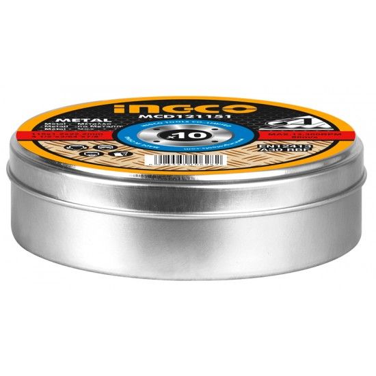Δίσκος Metal Inox 115mm Σε Κουτί 10 Τεμαχίων INGCO (MCD121155)