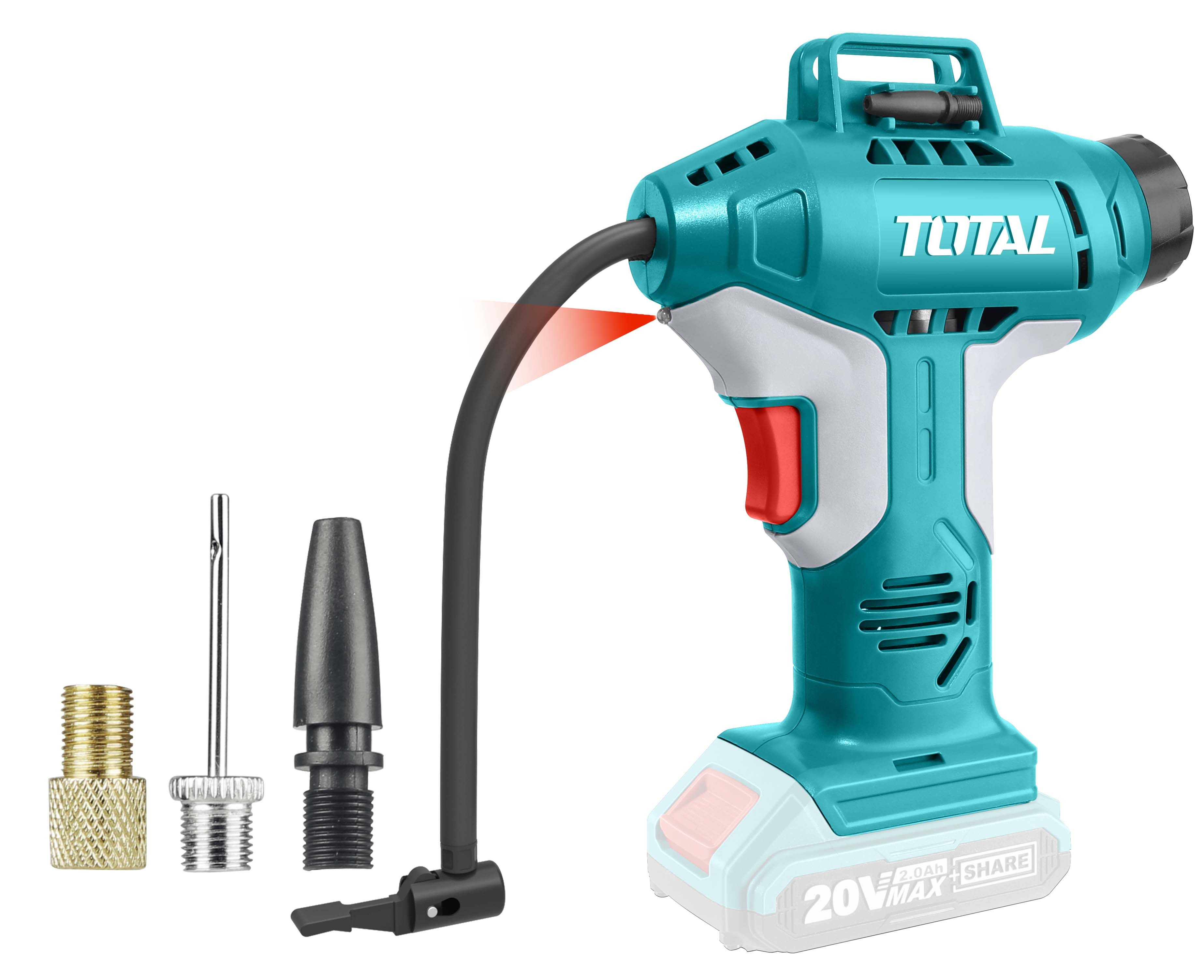 ΚΟΜΠΡΕΣΕΡΑΚΙ ΑΕΡΟΣ ΜΠΑΤΑΡΙΑΣ li-ion 20V (ΧΩΡΙΣ ΜΠΑΤΑΡΙΑ & ΦΟΡΤΙΣΤΗ) (TACLI2001) TOTAL