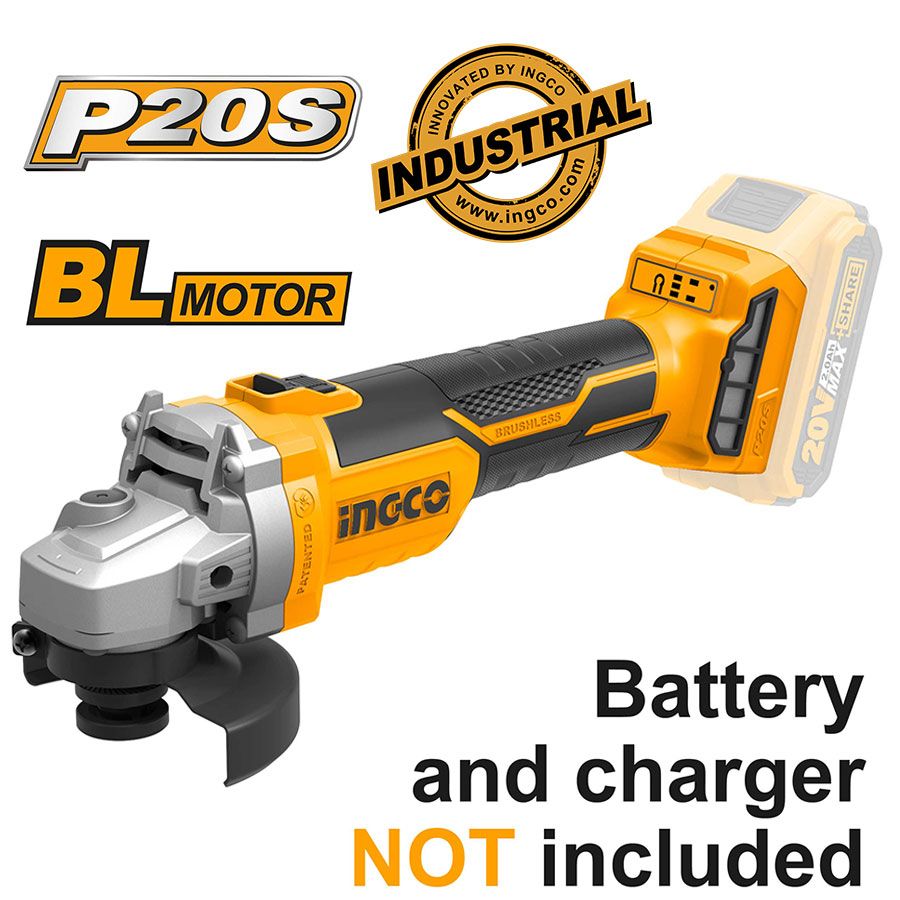 Επαγγελματικός Γωνιακός Τροχός Μπαταρίας 20V Li-Ion CAGLI1152 INGCO